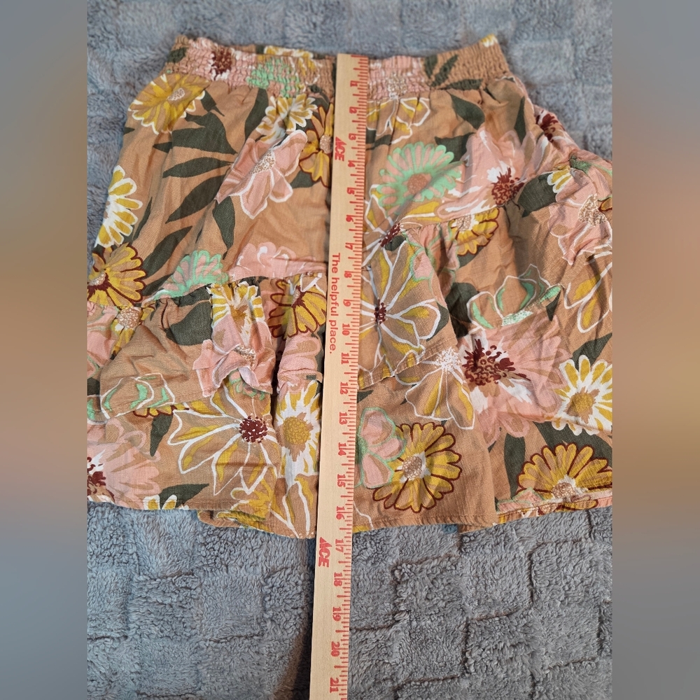 Roxy Skirt Cosmic Glow Again Floral Smocked Elastic Waist Ruffle Size XS - Picture 3 of 8